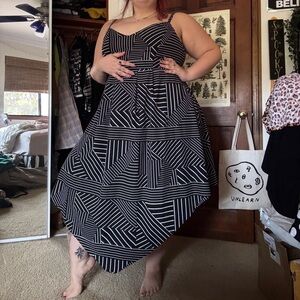 City Chic Stripe Grid Midi Dress